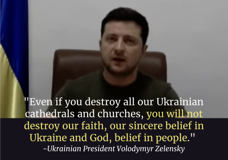  ‘Você não destruirá nossa fé, nossa crença sincera na Ucrânia e em Deus’, diz Zelensky para Putin